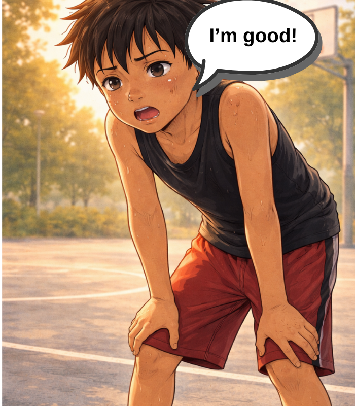 Milo at the park, breathing hard but smiling